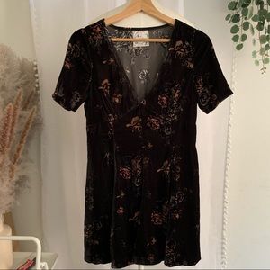 FREE PEOPLE | Velvet Floral Skater Dress